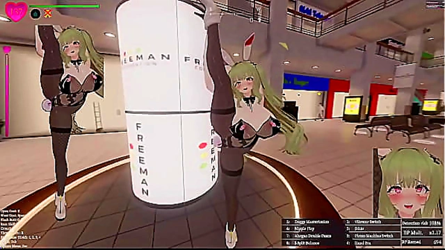 [Hentai Game][3D]Secrets of Exposure,Green hair Bunny Girl Exposing in a mall
