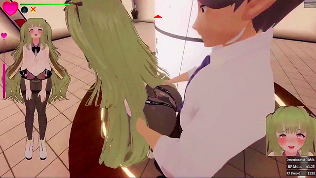 [Hentai Game][3D]Secrets of Exposure,Green hair Bunny Girl Exposing in a mall