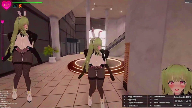 [Hentai Game][3D]Secrets of Exposure,Green hair Bunny Girl Exposing in a mall