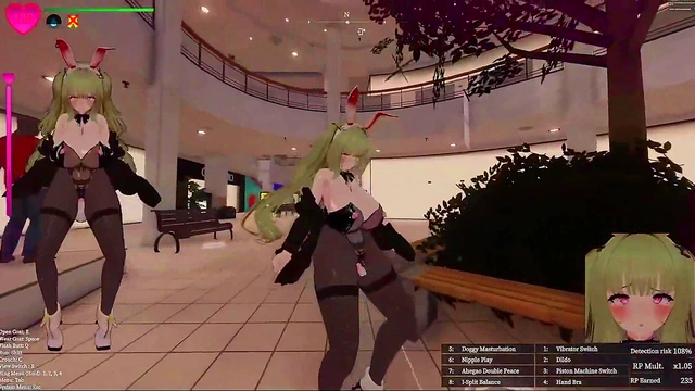 [Hentai Game][3D]Secrets of Exposure,Green hair Bunny Girl Exposing in a mall