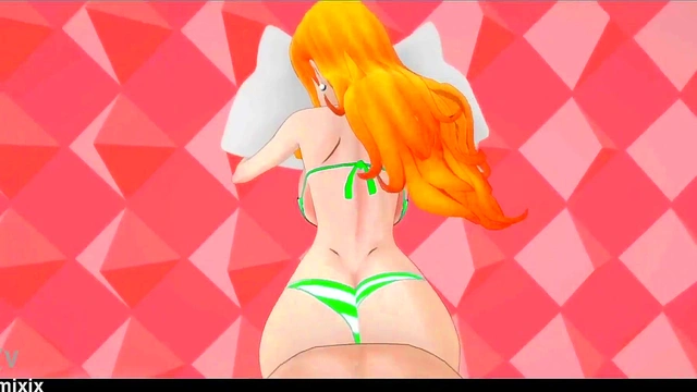 One Piece Nami Hentai Sex Beep Block Skyway Song MMD 3D Green Bikini (CLIP)