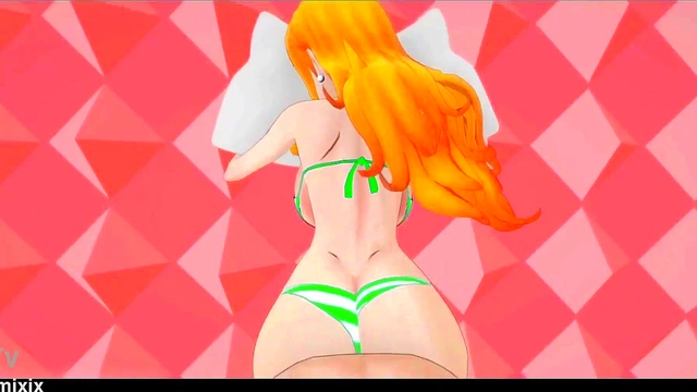 One Piece Nami Hentai Sex Beep Block Skyway Song MMD 3D Green Bikini (CLIP)
