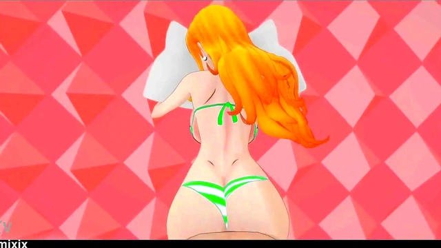 One Piece Nami Hentai Sex Beep Block Skyway Song MMD 3D Green Bikini (CLIP)