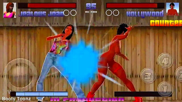 Stripclub showdown big ass black and Latina video game where sexy strippers fight and fuck