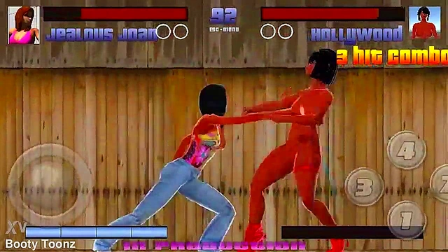 Stripclub showdown big ass black and Latina video game where sexy strippers fight and fuck