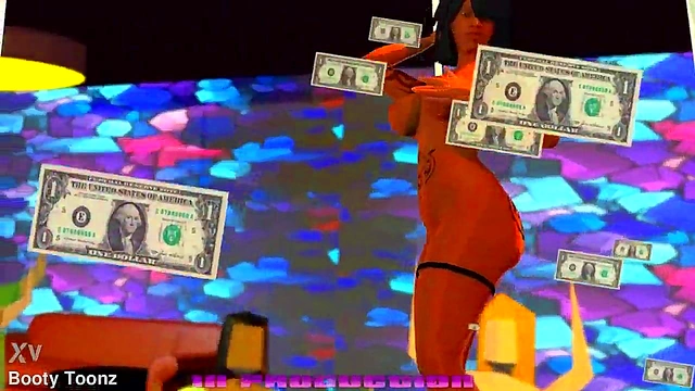 Stripclub showdown big ass black and Latina video game where sexy strippers fight and fuck