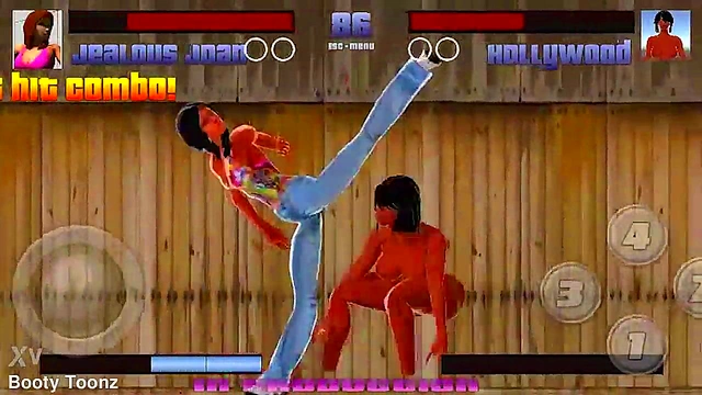 Stripclub showdown big ass black and Latina video game where sexy strippers fight and fuck