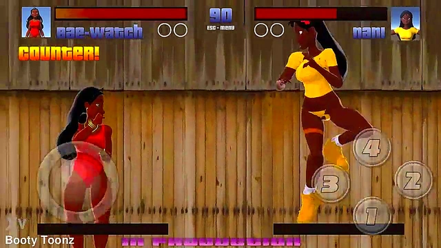 Stripclub showdown big ass black and Latina video game where sexy strippers fight and fuck