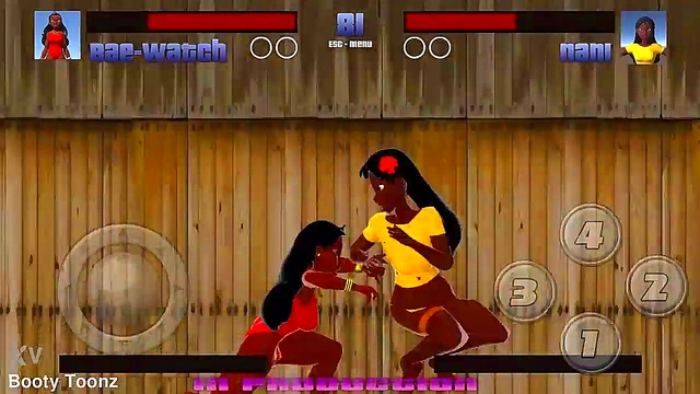 Stripclub showdown big ass black and Latina video game where sexy strippers fight and fuck