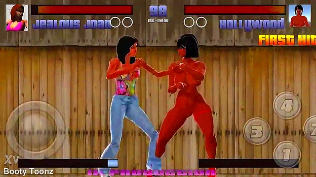 Stripclub showdown big ass black and Latina video game where sexy strippers fight and fuck