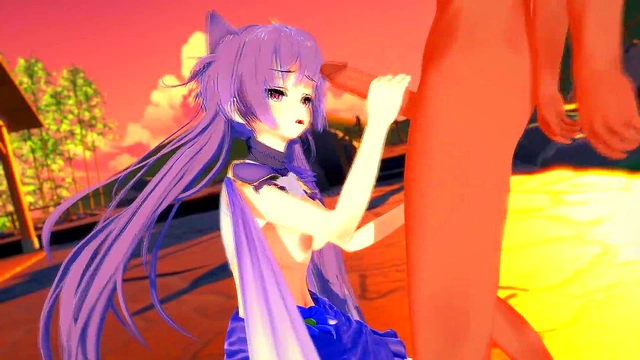 Genshin Impact - Keqing handjob and ass hump - 3D Hentai