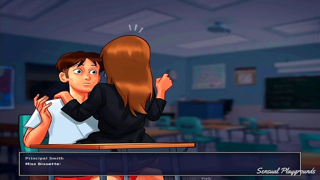 Summertime Saga | Gym lesson with busty MILF, visiting the director and his sister and the best French class