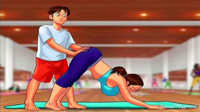 Summertime Saga | Gym lesson with busty MILF, visiting the director and his sister and the best French class