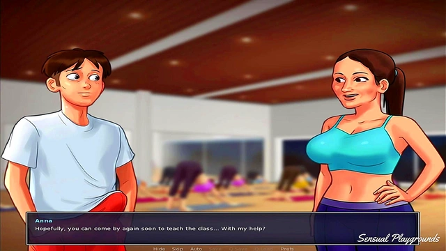 Summertime Saga | Gym lesson with busty MILF, visiting the director and his sister and the best French class