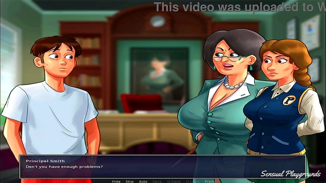 Summertime Saga | Gym lesson with busty MILF, visiting the director and his sister and the best French class