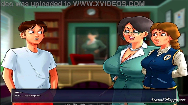 Summertime Saga | Gym lesson with busty MILF, visiting the director and his sister and the best French class