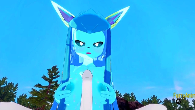 Pokemon Hentai Furry Yiff 3D - POV Glaceon boobjob and fucked with creampie by Cinderace