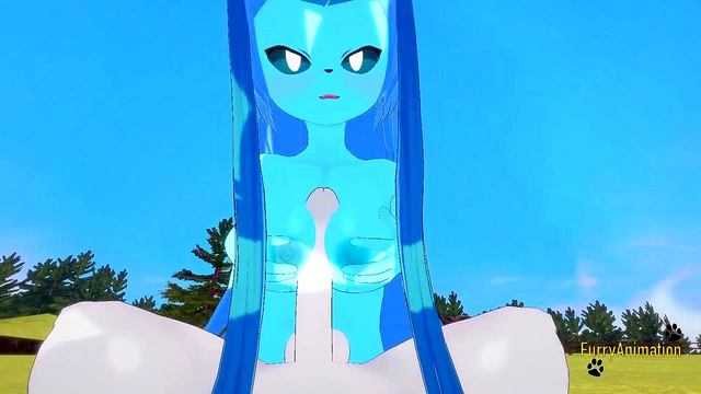 Pokemon Hentai Furry Yiff 3D - POV Glaceon boobjob and fucked with creampie by Cinderace