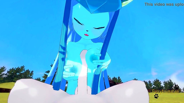 Pokemon Hentai Furry Yiff 3D - POV Glaceon boobjob and fucked with creampie by Cinderace
