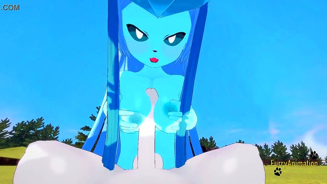 Pokemon Hentai Furry Yiff 3D - POV Glaceon boobjob and fucked with creampie by Cinderace