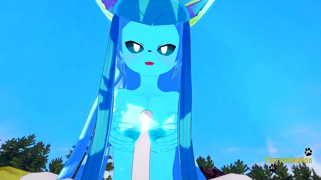 Pokemon Hentai Furry Yiff 3D - POV Glaceon boobjob and fucked with creampie by Cinderace
