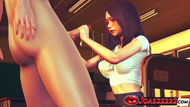 Shy Anime Girl 3D Hentai Animation - POV Blowjob for Big Dick with Closeup Deepthroat