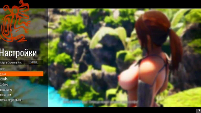 The statue's huge cock stretches Lara's tight pussy Hentai Game 3D