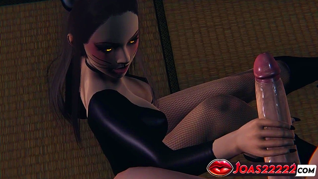 Sexy Halloween Black Cat Cosplay Girl Rule34 Animation – Handjob Service For Big