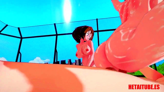 Boku No Hero Hentai 3D - Bakugou x Uraraka Todoroki x Momo Orgy in the roof'Fucking her