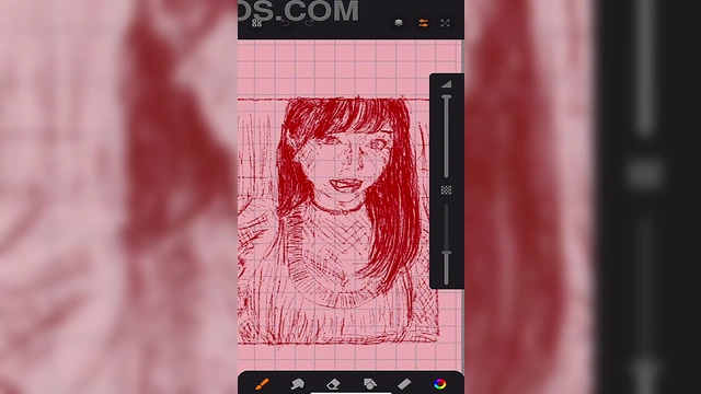 Drawing Beautiful Asian MILF with Hachura at Sketchbook i OS