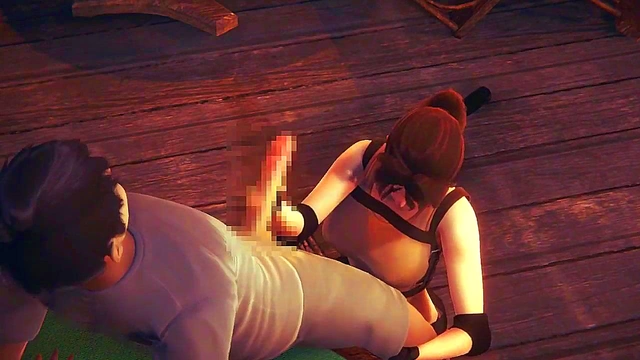 Lara croft cosplay hentai having sex with a man in new animated hentai manga video