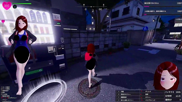 [Play video 009] A futanari with a penis in a swimsuit goes wild at a laundromat in the