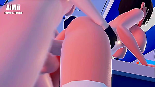 FUTAFutanari Hayase Yuuka On Duty Blue Archive Deepthroat Sex from Behind