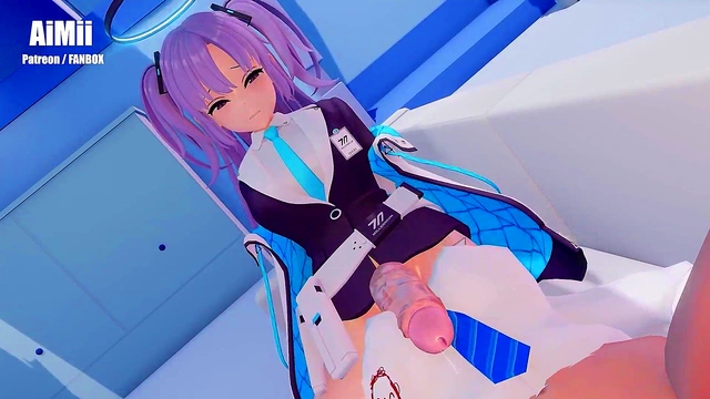 FUTAFutanari Hayase Yuuka On Duty Blue Archive Deepthroat Sex from Behind