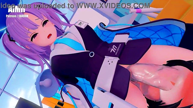 FUTAFutanari Hayase Yuuka On Duty Blue Archive Deepthroat Sex from Behind