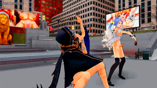 MMD damsel and futanari sing and dance