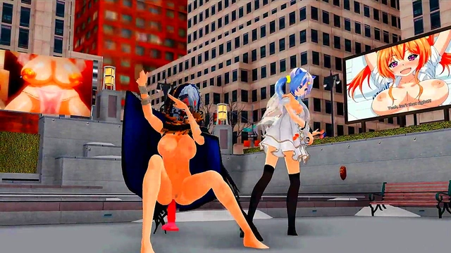 MMD damsel and futanari sing and dance