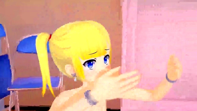Preppy petite blonde anime cutie sucks and rides huge dick (Hentai) Koikatsu!