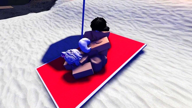Roblox slut is caught and used in a public beach~