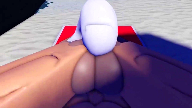 Roblox slut is caught and used in a public beach~