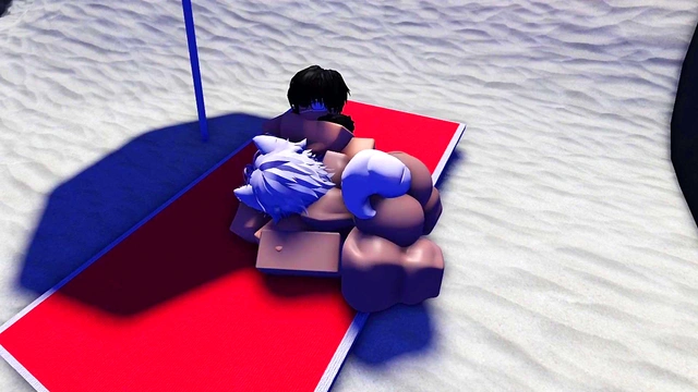 Roblox slut is caught and used in a public beach~