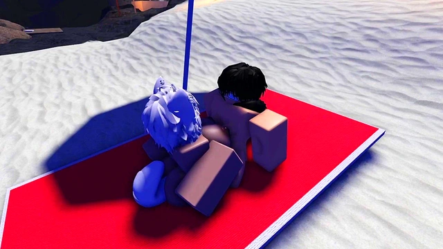 Roblox slut is caught and used in a public beach~