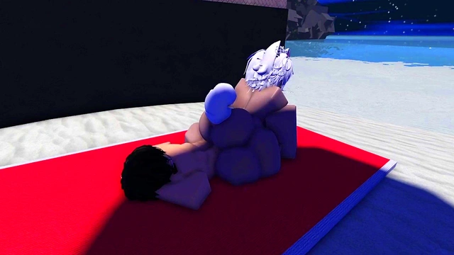Roblox slut is caught and used in a public beach~