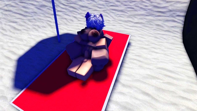 Roblox slut is caught and used in a public beach~