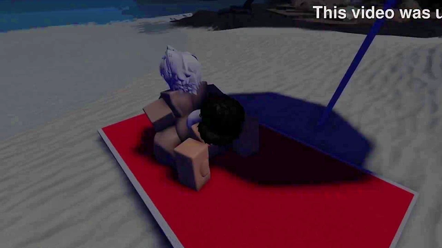 Roblox slut is caught and used in a public beach~