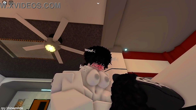 Naughty dog gets fucked and stuffed by a stranger on Roblox