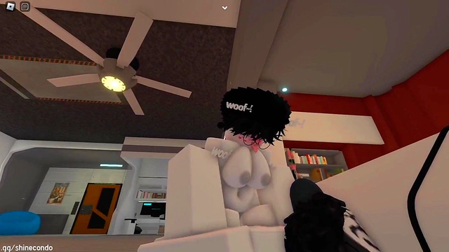 Naughty dog gets fucked and stuffed by a stranger on Roblox