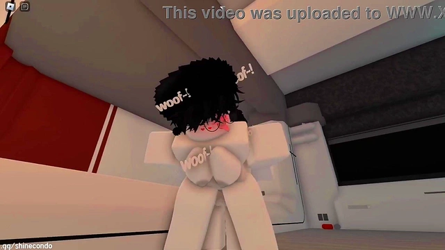 Naughty dog gets fucked and stuffed by a stranger on Roblox