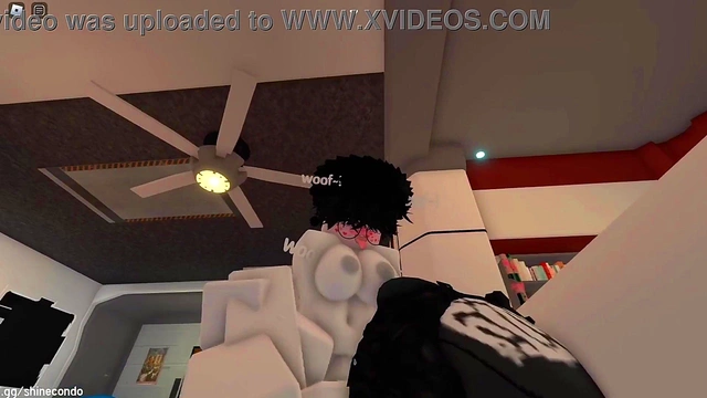 Naughty dog gets fucked and stuffed by a stranger on Roblox