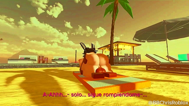 Black bull fucking femboy bunny in roblox (spanish sub)